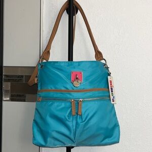 NWT Mimosa by Rosetta Elegant Turquoise and Tan Zuzu Tote Bag w/ Crossbody Strap